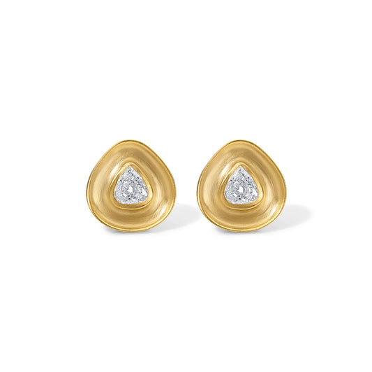 3.59ct Antique Pear Diamond Gong Studs