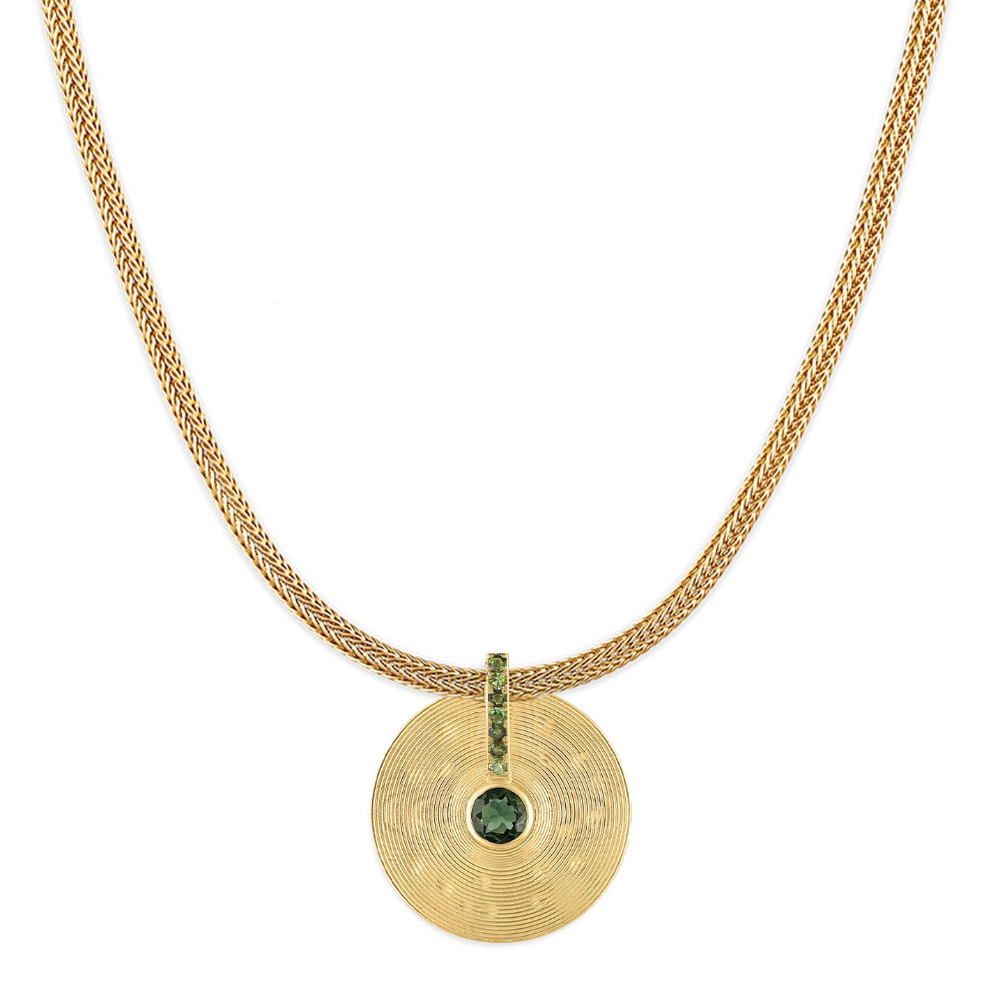 Small Cymbal Pendant - Green Tourmaline