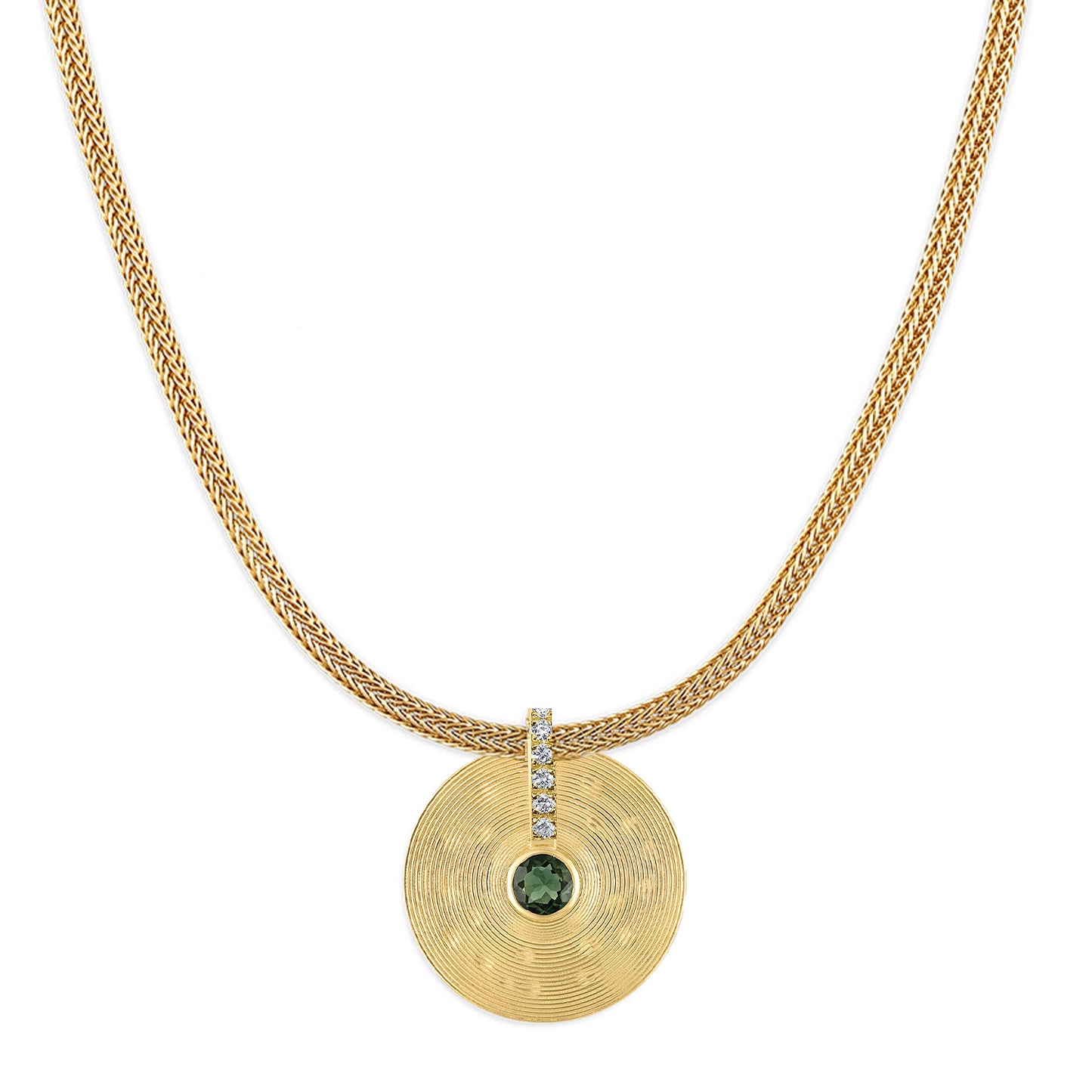 Small Cymbal Pendant - Green Tourmaline