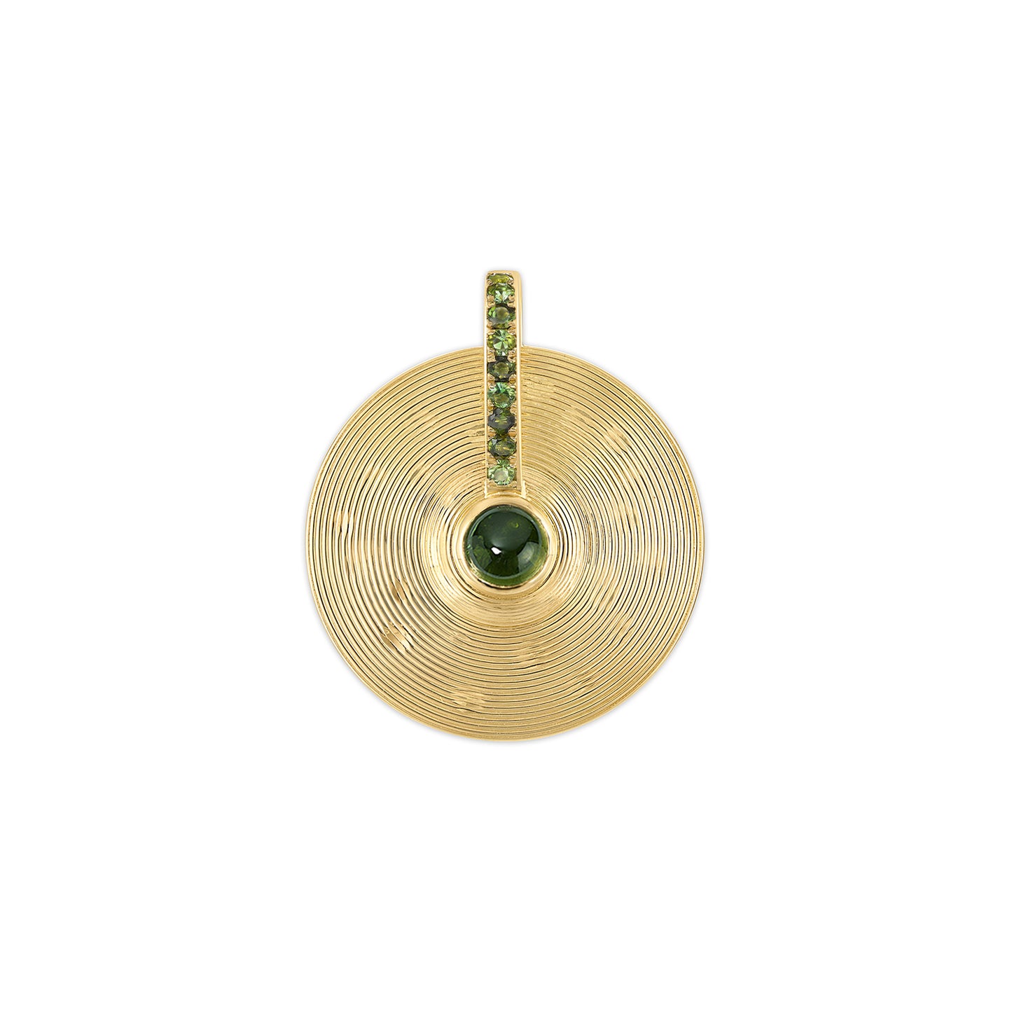 Small Cymbal Pendant - Green Tourmaline Cabochon