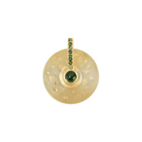 Small Cymbal Pendant - Green Tourmaline Cabochon