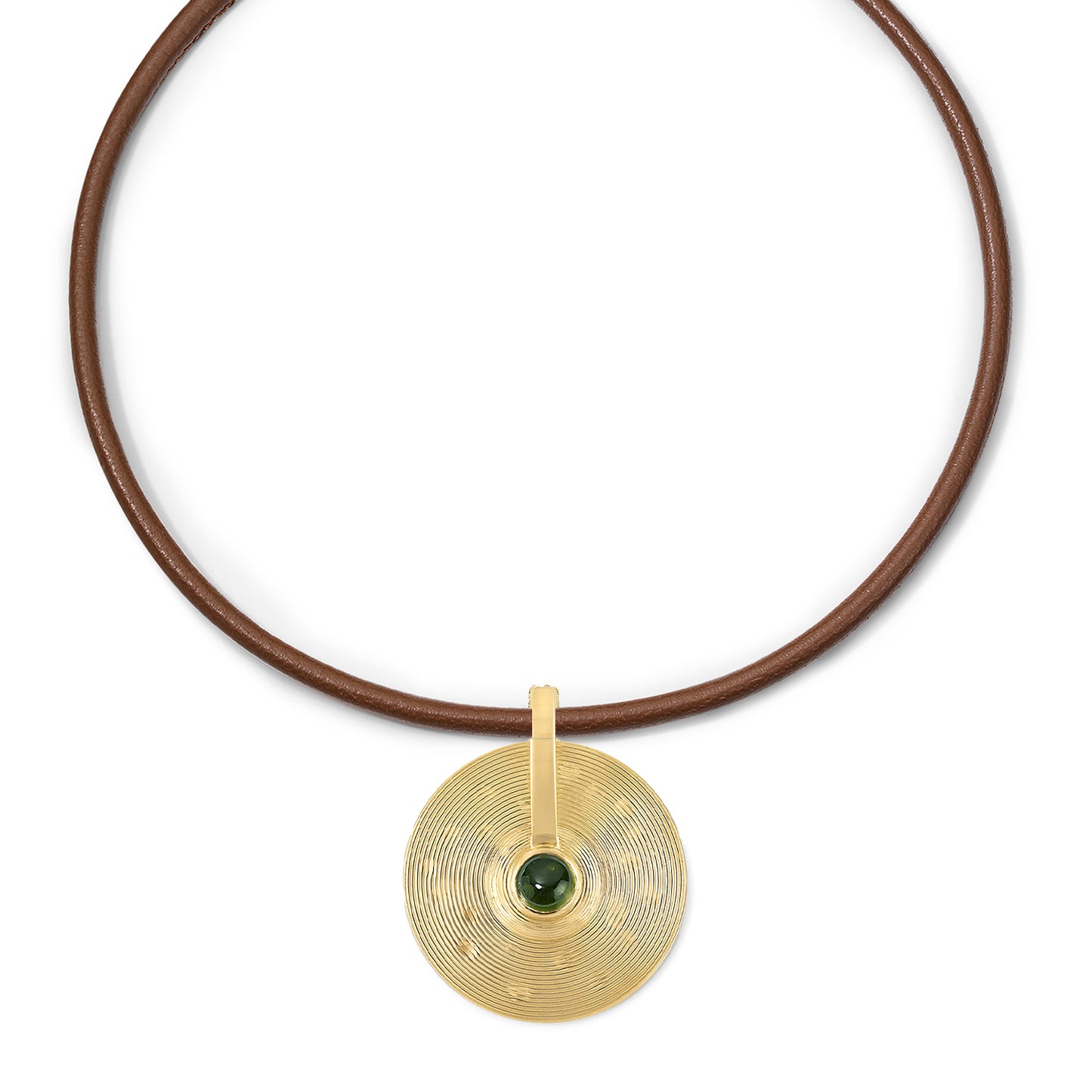 Small Cymbal Pendant - Green Tourmaline Cabochon