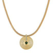 Small Cymbal Pendant - Green Tourmaline Cabochon