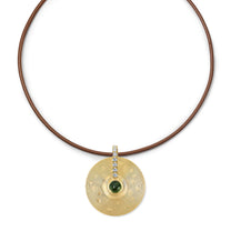 Small Cymbal Pendant - Green Tourmaline Cabochon