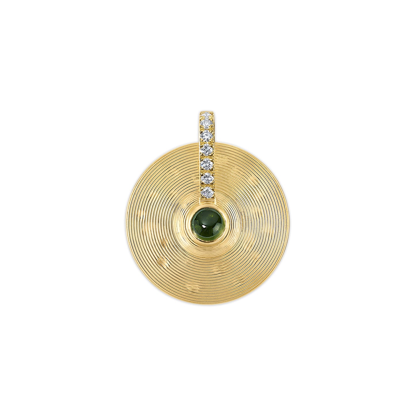 Small Cymbal Pendant - Green Tourmaline Cabochon