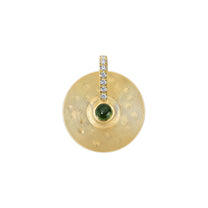 Small Cymbal Pendant - Green Tourmaline Cabochon