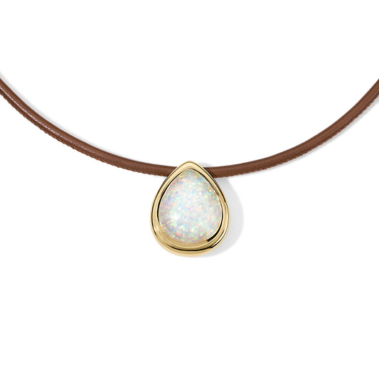 Josephine Leather Cord Necklace 7.07ct Opal Pear