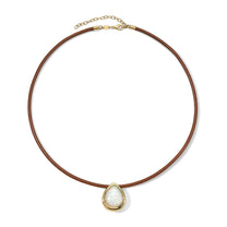 Josephine Leather Cord Necklace 7.07ct Opal Pear
