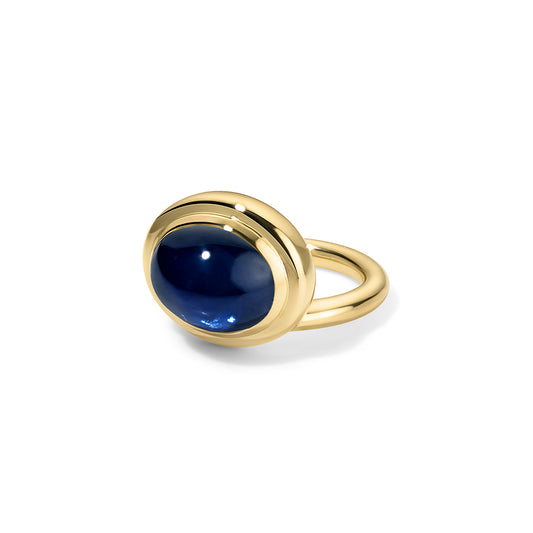 12.98ct Blue Sapphire Cabochon Josephine Ring