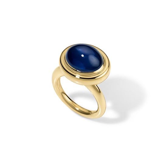 12.98ct Blue Sapphire Cabochon Josephine Ring