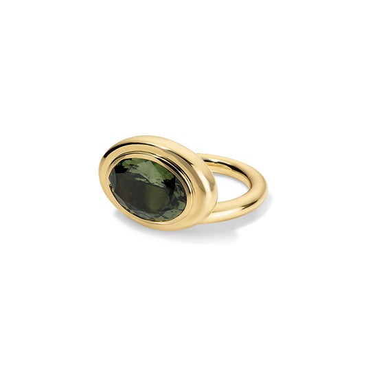 5.21ct Green Tourmaline Oval Josephine Ring