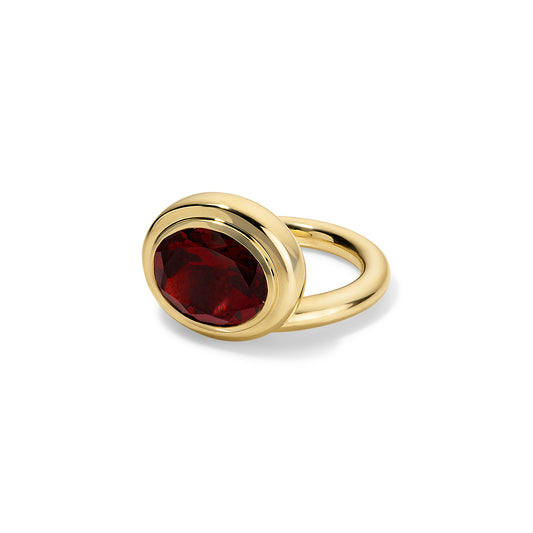 5.35ct  Red Garnet Oval Josephine Ring