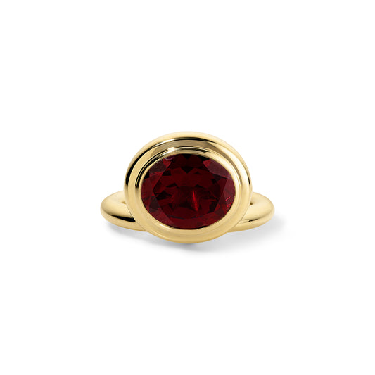 5.35ct  Red Garnet Oval Josephine Ring
