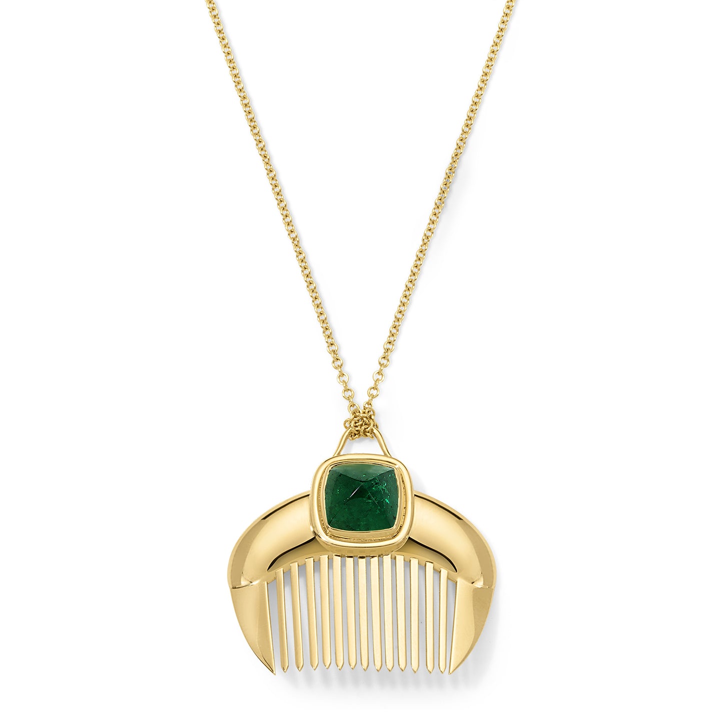 Lady Comb Necklace 4.56ct Emerald Sugarloaf