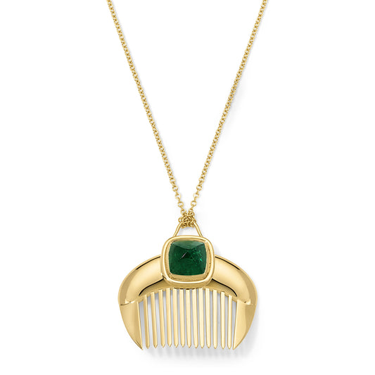 Lady Comb Necklace 4.56ct Emerald Sugarloaf