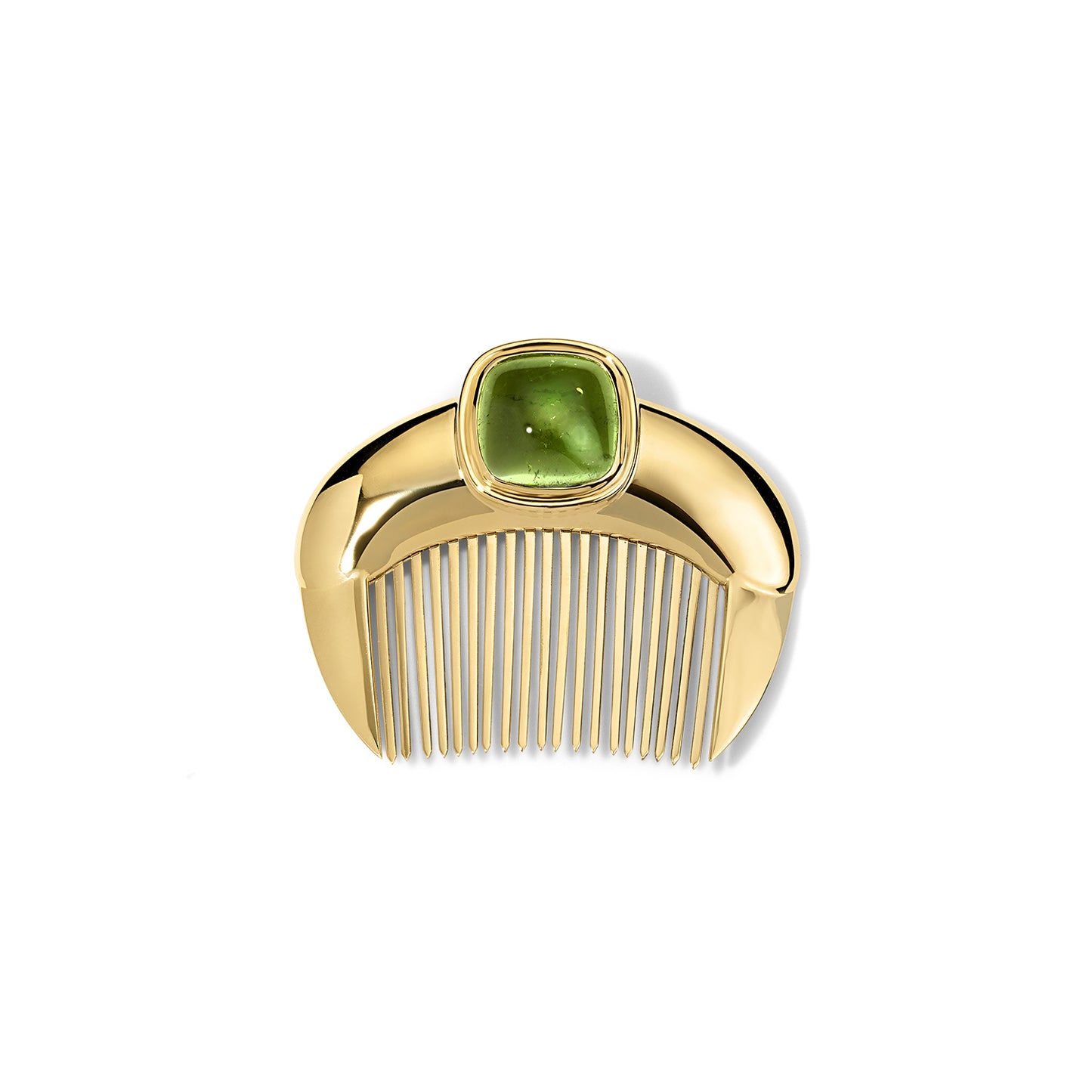 Lady Comb 11.68ct Green Tourmaline Cabochon Cushion