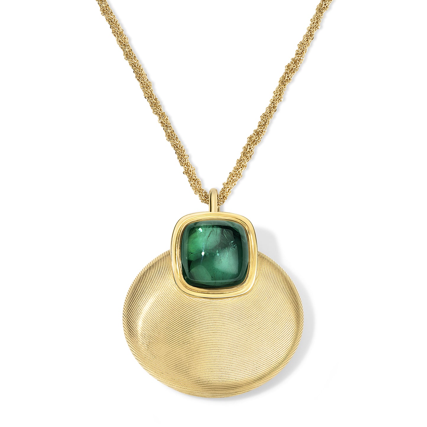 Lady Compact Mirror with 20.02ct Blue-Green Tourmaline Cabochon