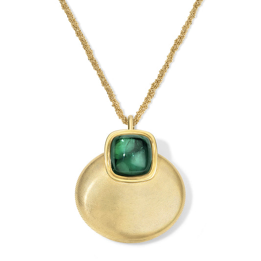 Lady Compact Mirror with 20.02ct Blue-Green Tourmaline Cabochon