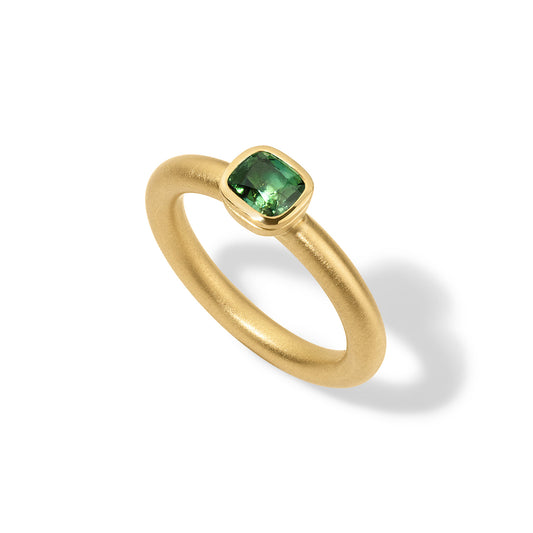 Lady Ring 0.70ct Green Tourmaline Cushion