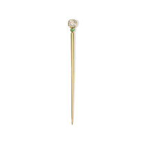 Lady Hair Stick 3.24ct Old Mine Diamond and Green Tourmaline