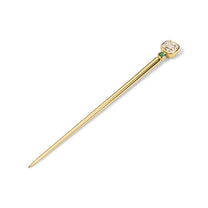Lady Hair Stick 3.24ct Old Mine Diamond and Green Tourmaline