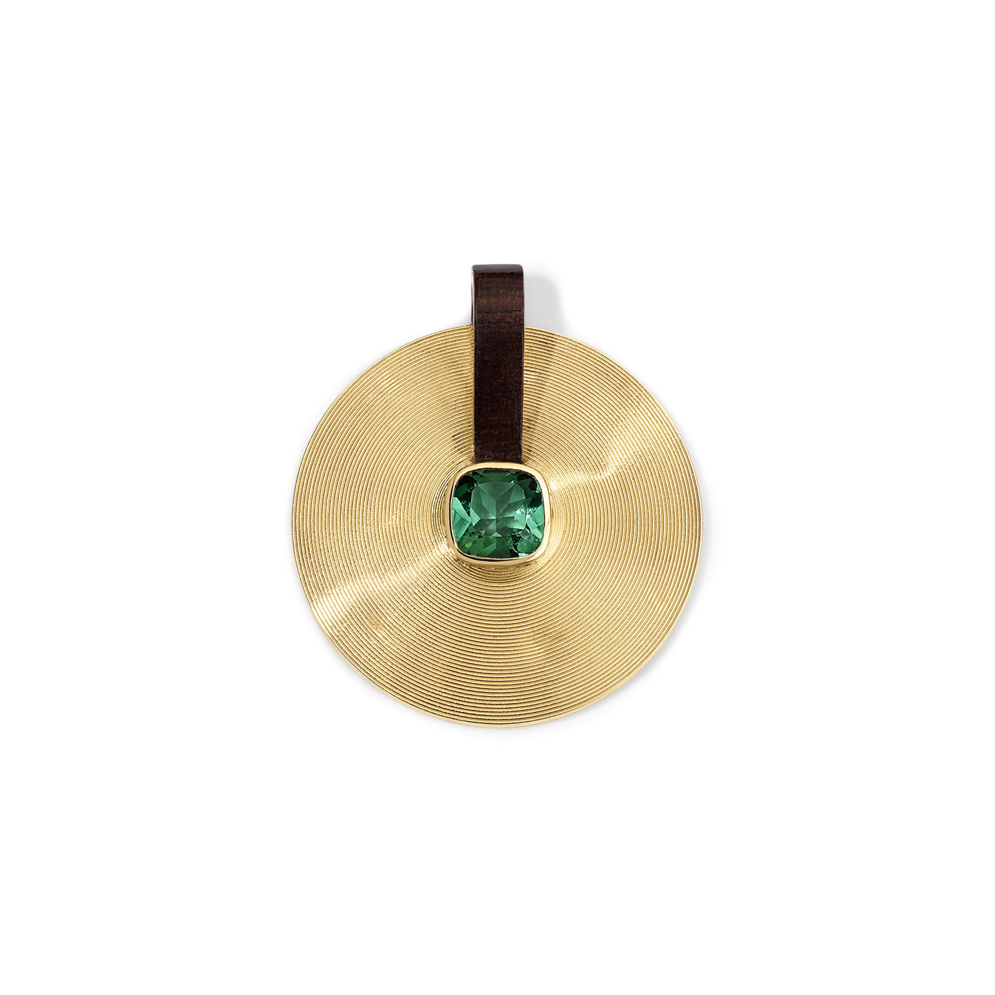 Cymbal Pendant Large 3.85ct Green Tourmaline Cushion Rosewood Bar
