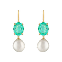 7.00ct Muzo Emerald and Baroque Pearl Liv Earrings