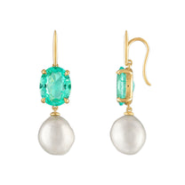 7.00ct Muzo Emerald and Baroque Pearl Liv Earrings
