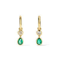 Louise Hoops 0.60tcw Diamonds and 1.25tcw Emerald Pears