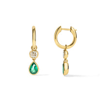 Louise Hoops 0.60tcw Diamonds and 1.25tcw Emerald Pears