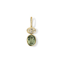 Louise Pendant  1.51ct Oval Diamond and 3.18ct Green Tourmaline Oval
