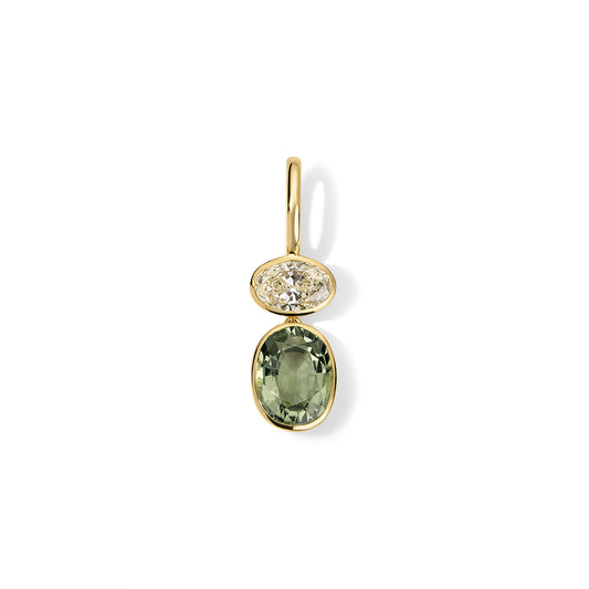 Louise Pendant  1.51ct Oval Diamond and 3.18ct Green Tourmaline Oval