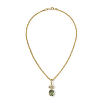 Louise Pendant  1.51ct Oval Diamond and 3.18ct Green Tourmaline Oval