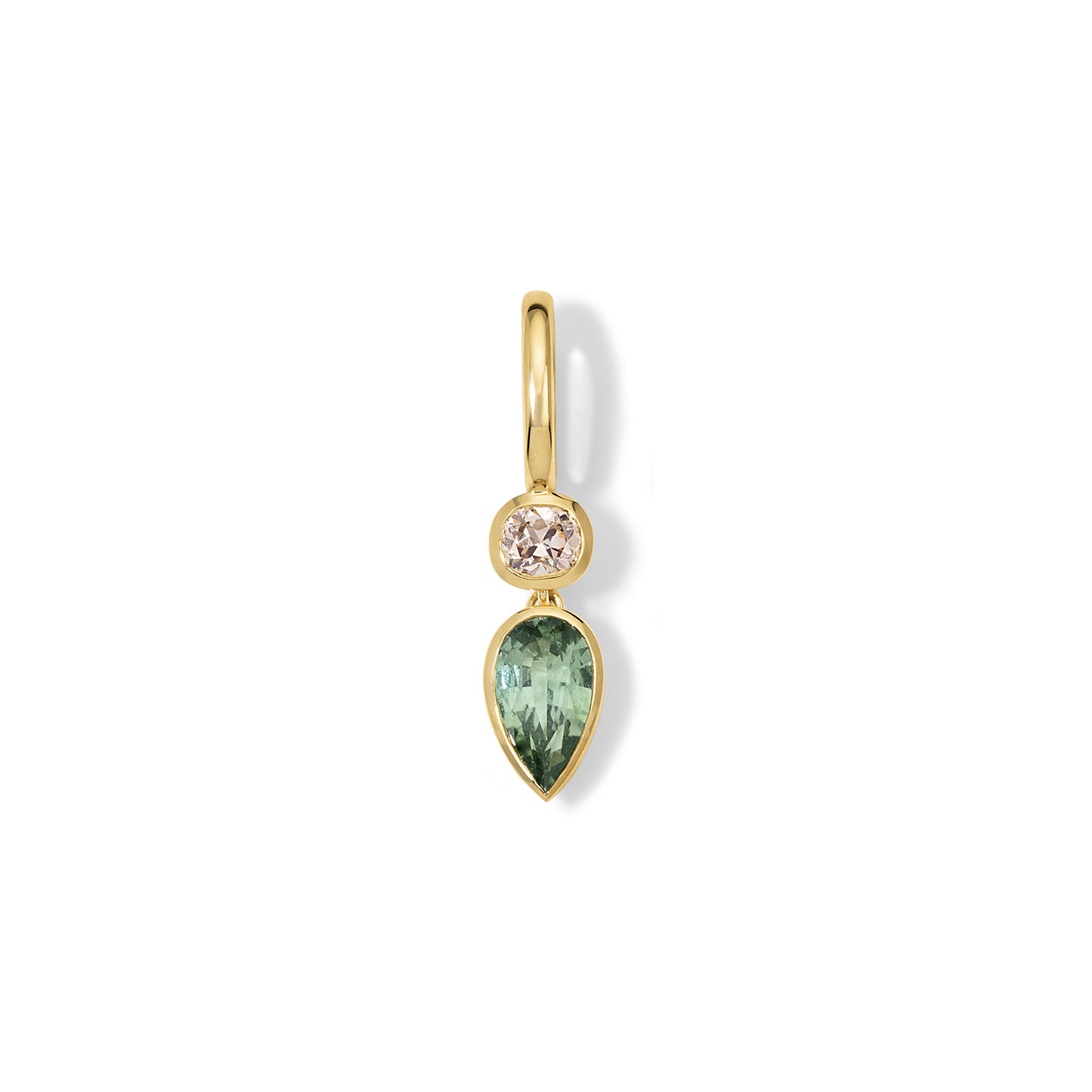 Louise Pendant 0.50ct Diamond Cushion and 2.15ct Green Tourmaline Pear