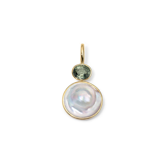 3.38ct Green Tourmaline and Blister Pearl Louise Pendant