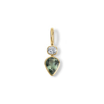 1.00ct Old Mine Diamond and 3.55ct Green Tourmaline Louise Pendant
