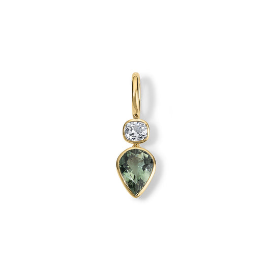 1.00ct Old Mine Diamond and 3.55ct Green Tourmaline Louise Pendant