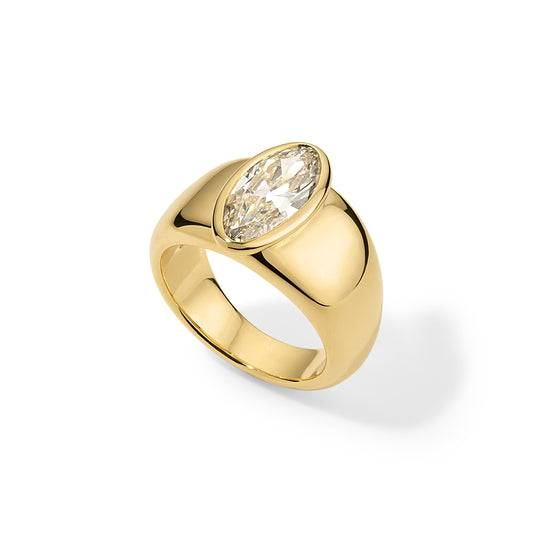 Domed Moval Ring 2.14ct Moval Diamond