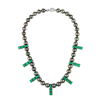 8.10ct Muzo Emerald and Tahitian Pearl Nina Necklace