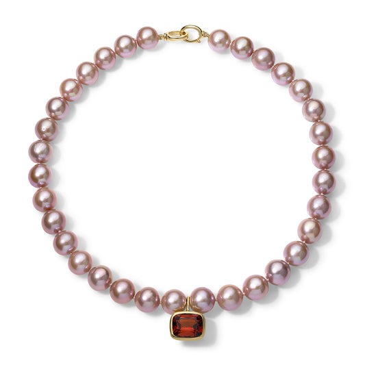 10.34ct Spessartite Garnet and Freshwater Pearl Nina Necklace
