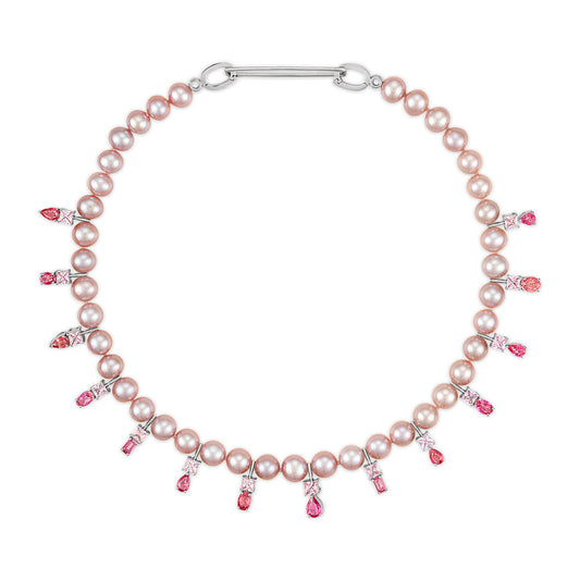 15.44ct Padparadscha Sapphire and Freshwater Pearl Nina Necklace