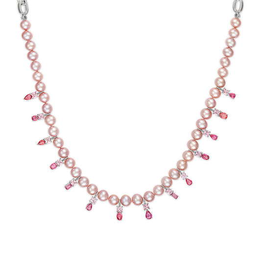 15.44ct Padparadscha Sapphire and Freshwater Pearl Nina Necklace