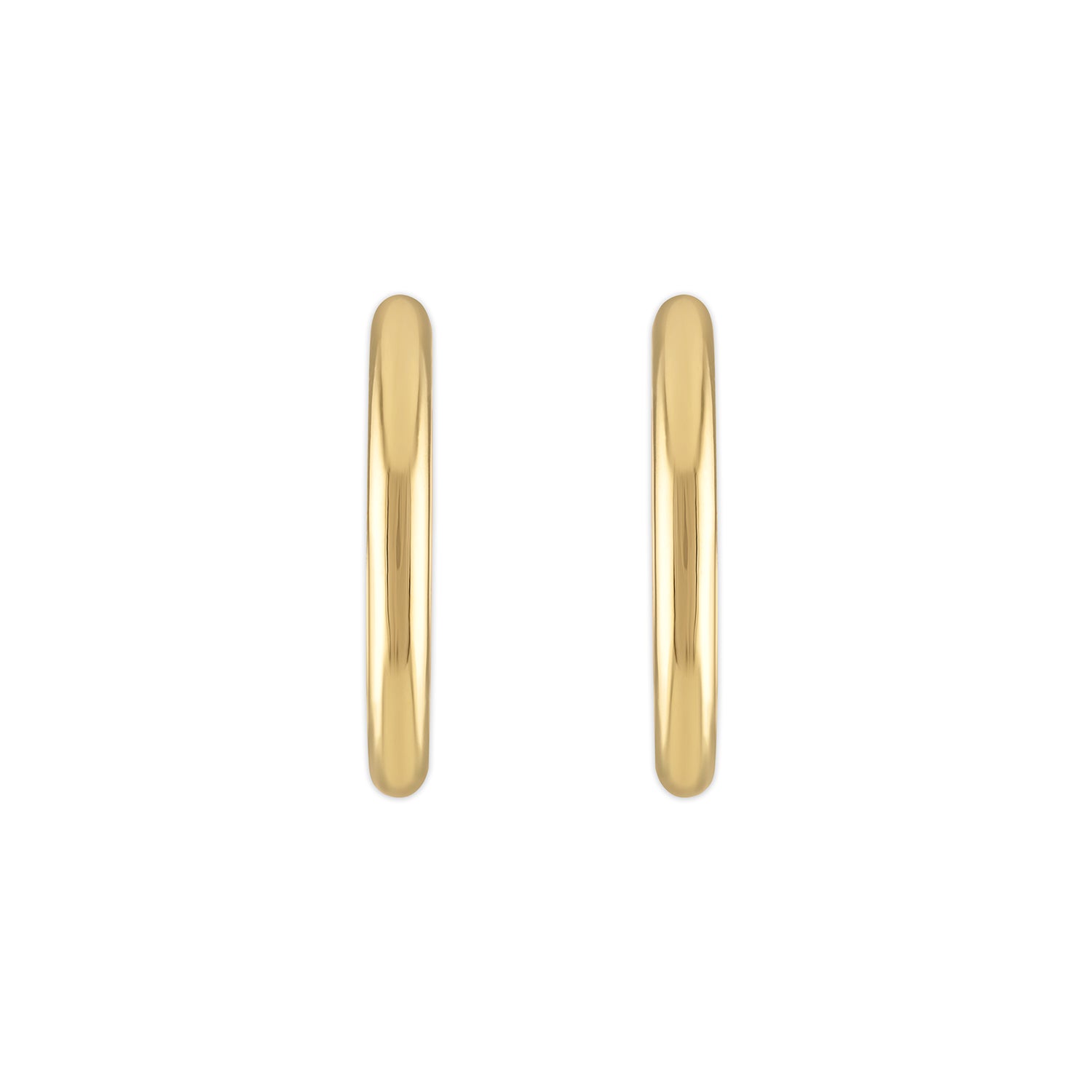 Gold hoop earrings on a white background