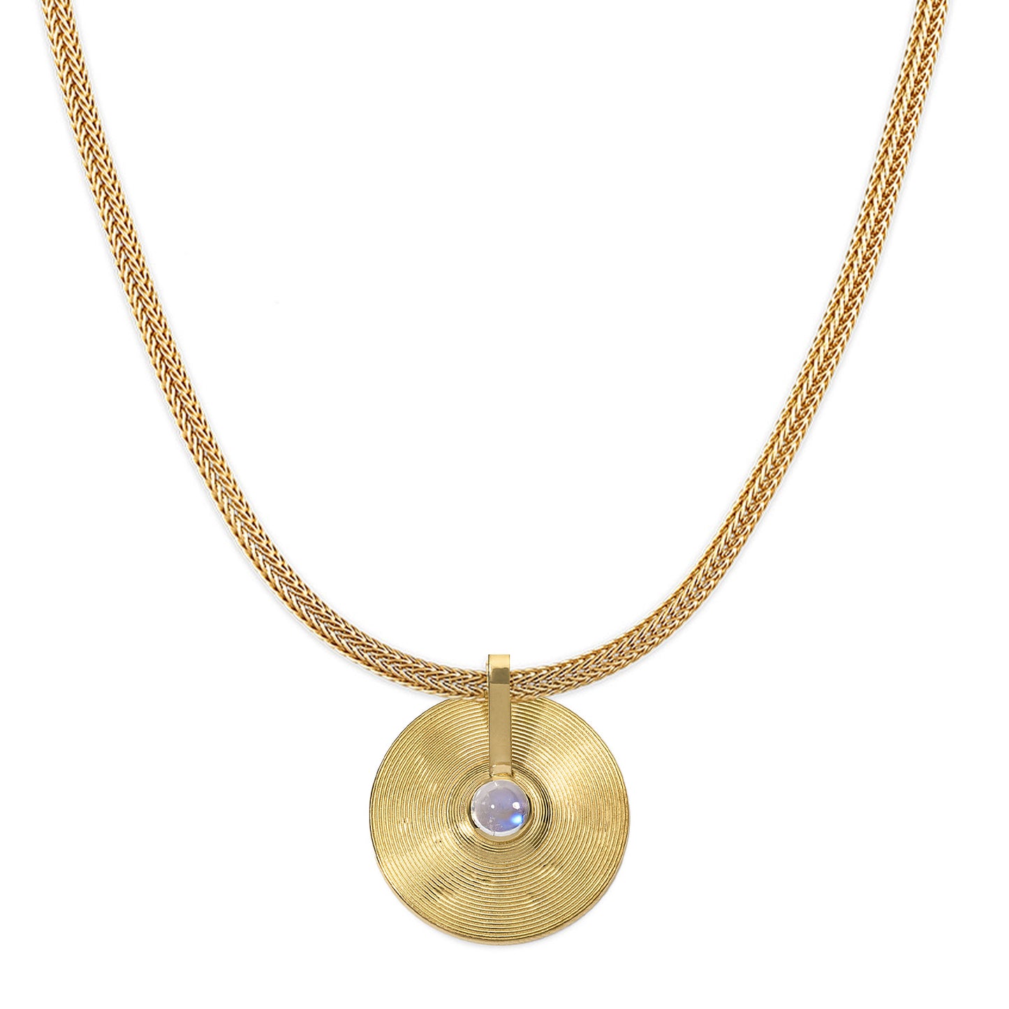 Small Cymbal Pendant - Rainbow Moonstone