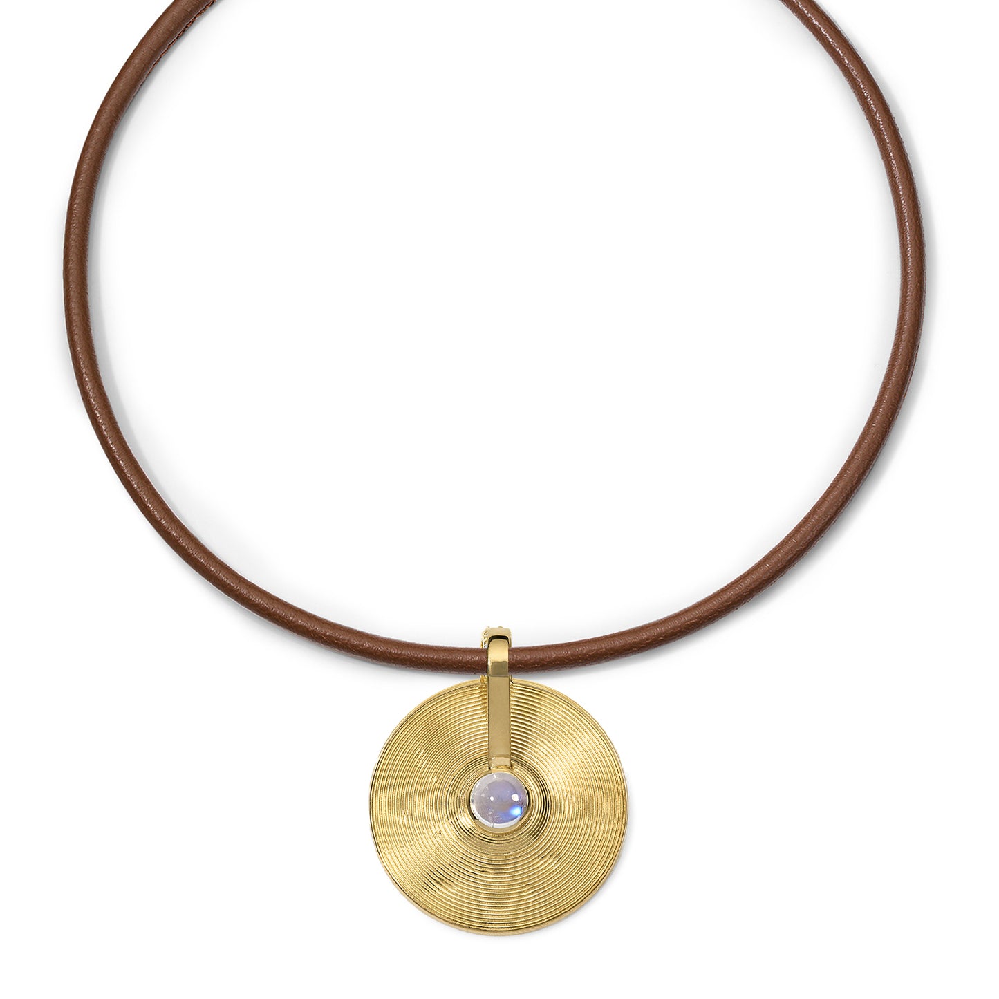 Small Cymbal Pendant - Rainbow Moonstone