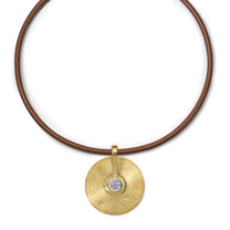 Small Cymbal Pendant - Rainbow Moonstone