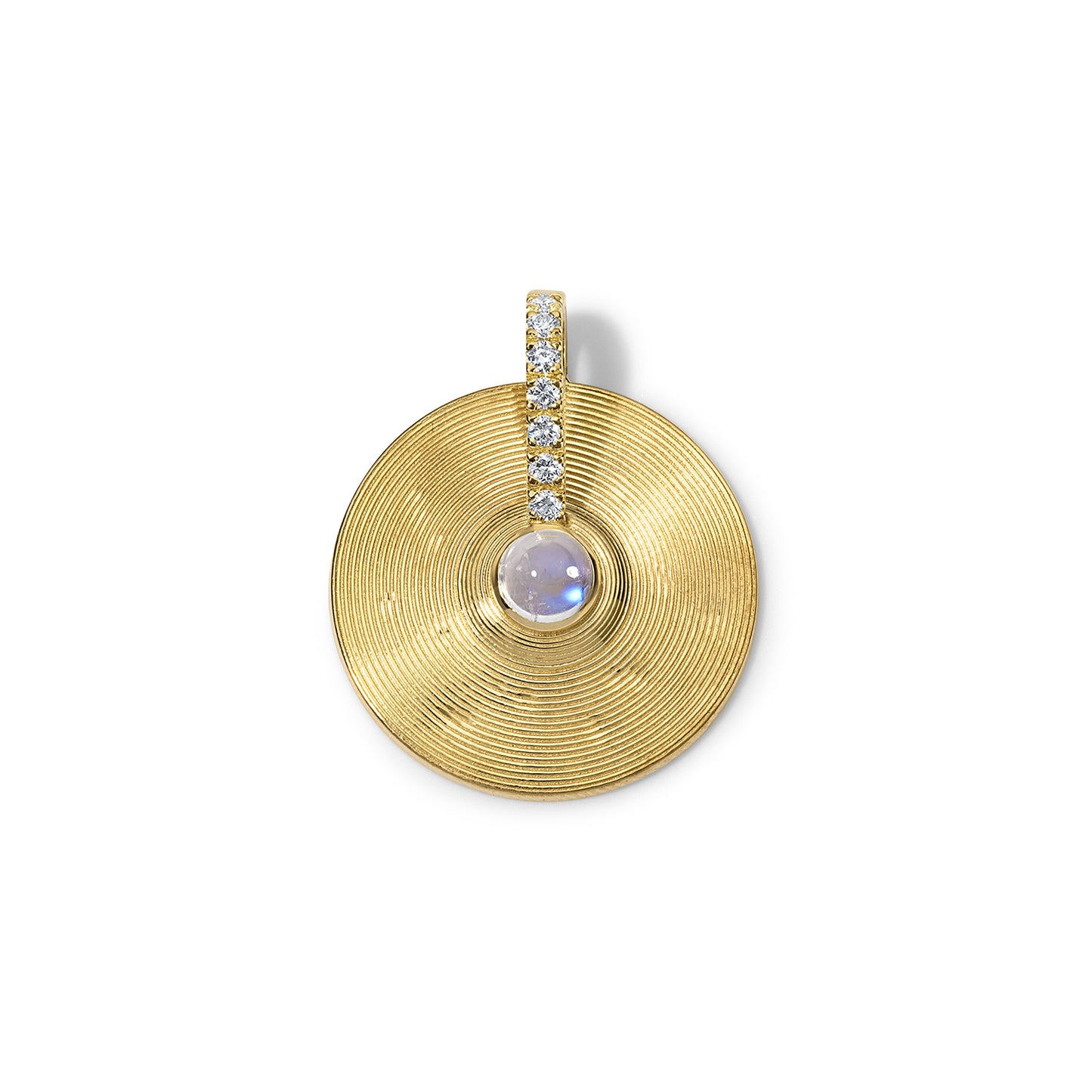 Small Cymbal Pendant - Rainbow Moonstone