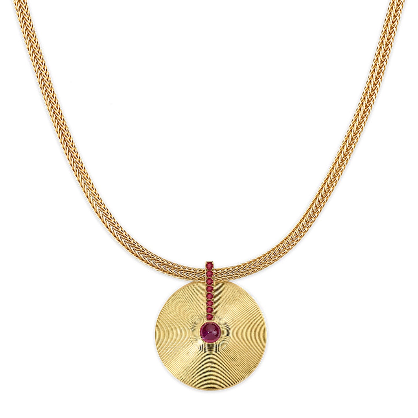 Medium Cymbal Pendant - Ruby Cabochon