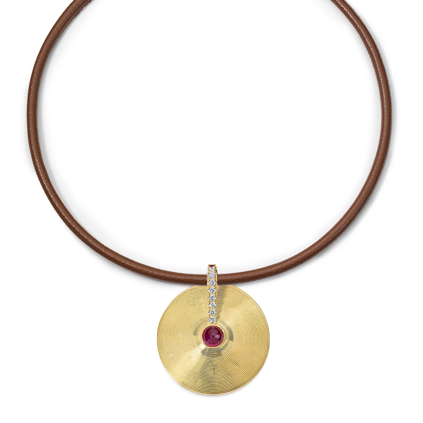 Medium Cymbal Pendant - Ruby Cabochon