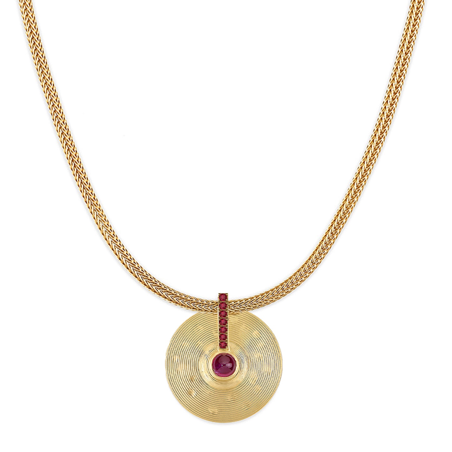 Small Cymbal Pendant - Ruby Cabochon